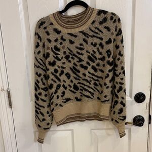 Leopard Print Crew Neck Sweater